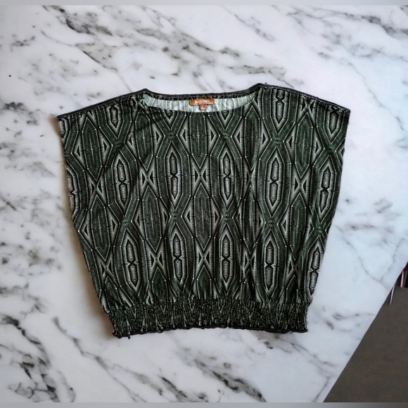 Ellen Tracy Blouse Ellen tracy green multicolors stamps top blouse size Large - Picture 2 of 16